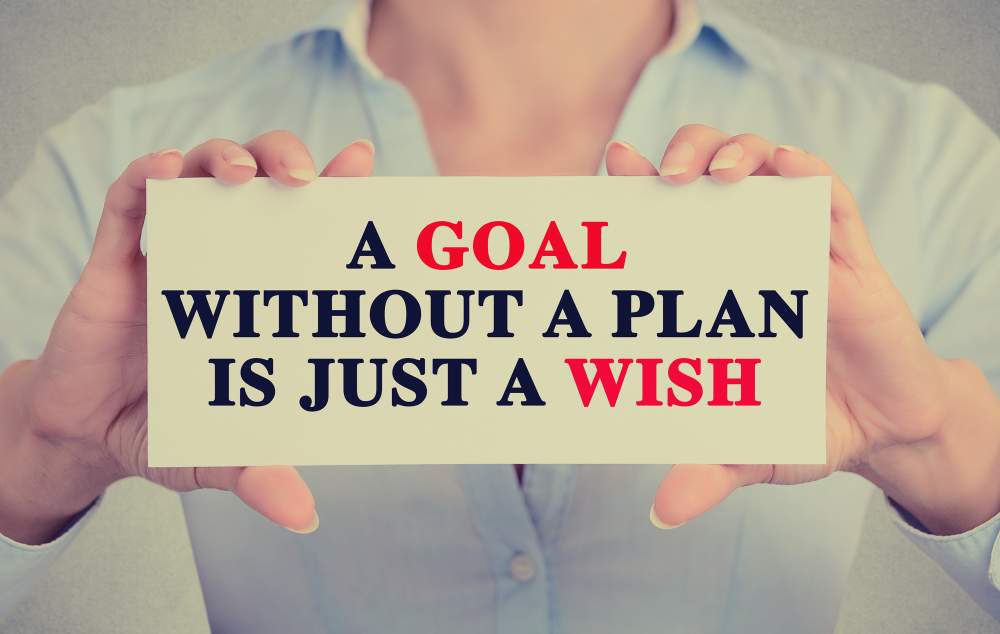 Person holding a sign that says A Goal Without A Plan is Just a Wish